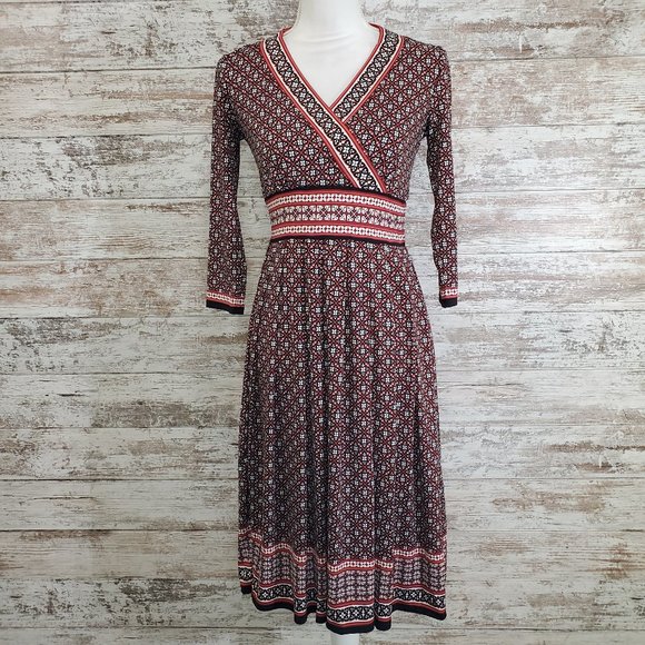 MAX STUDIO Geo Print 3/4 Sleeve Midi Dress - Picture 11 of 11